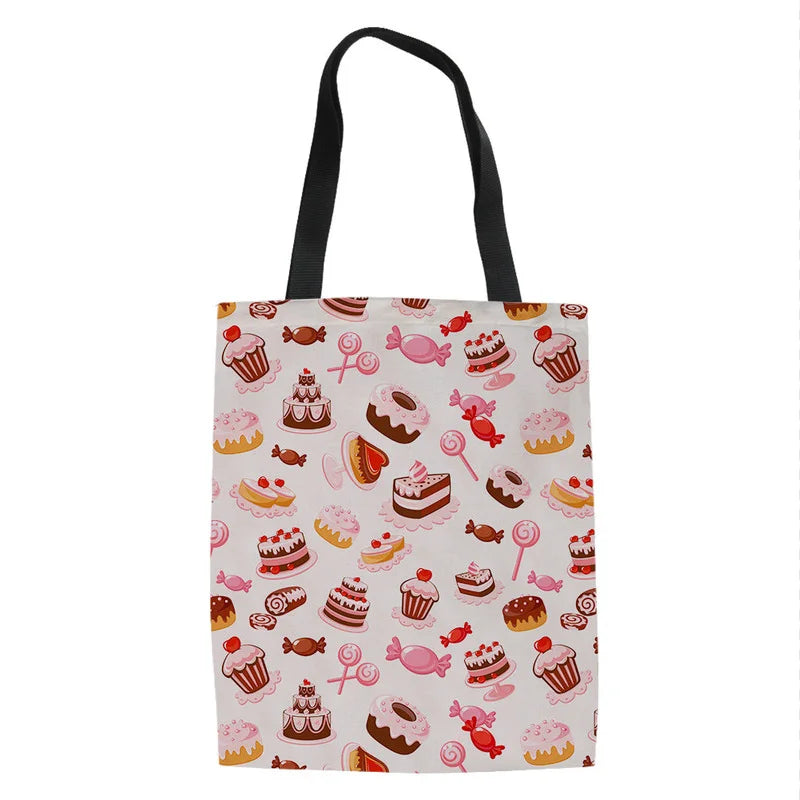 Cartoon Candy Ice Cream Canvas Tote Bags Bulk