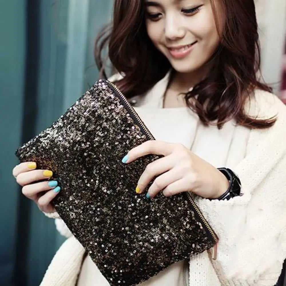 Reversible Sequins Mermaid Glitter Make Up Pouch Handbag