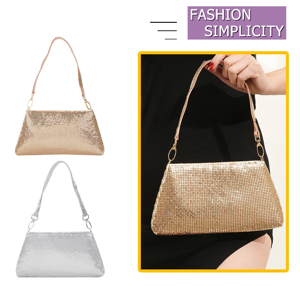 Rhinestone Evening Clutch Bag for Women, Elegant Wedding Handbag