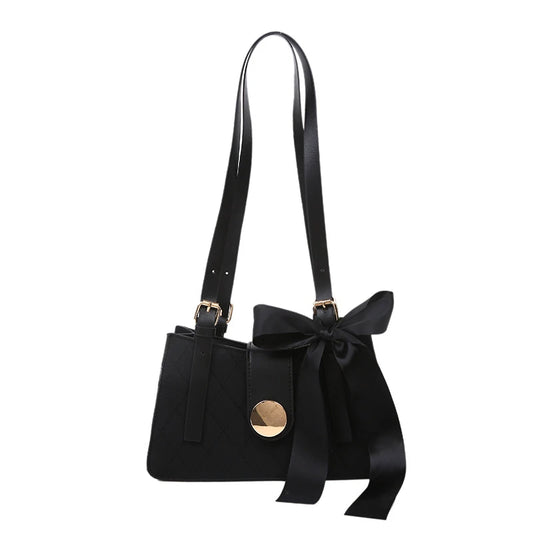 Women Ribbon Bow Decor Shoulder Crossbody Bag Totes Leather Wallet