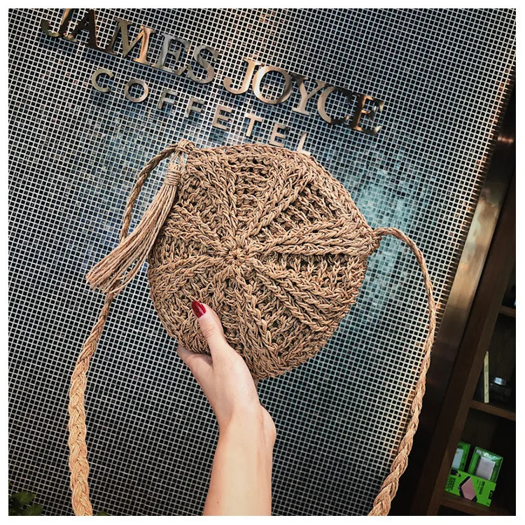 Handwoven Rattan Handbags Crossbody Bag Tote Beach