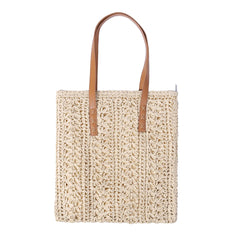 Women's Large Capacity Straw Shoulder Bag Beige/Brown