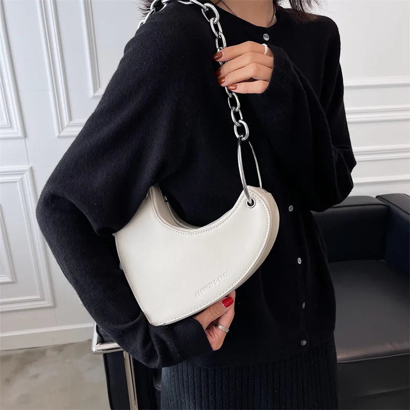 Leopard Shoulder Bag Heart Saddle Handbag