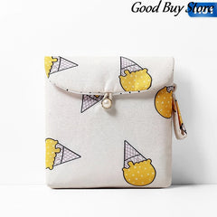 Women Sanitary Napkin Tampon Storage Bag Makeup Purse Cartoon Wallet