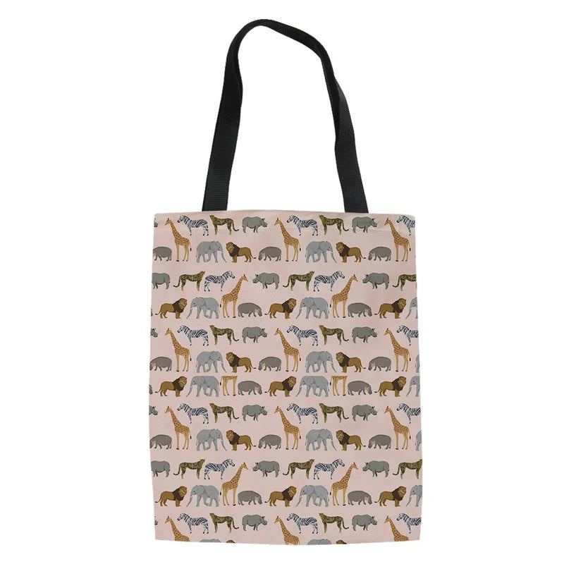 Tropical Animal Print Shopping Bag Large Capacity Reusable