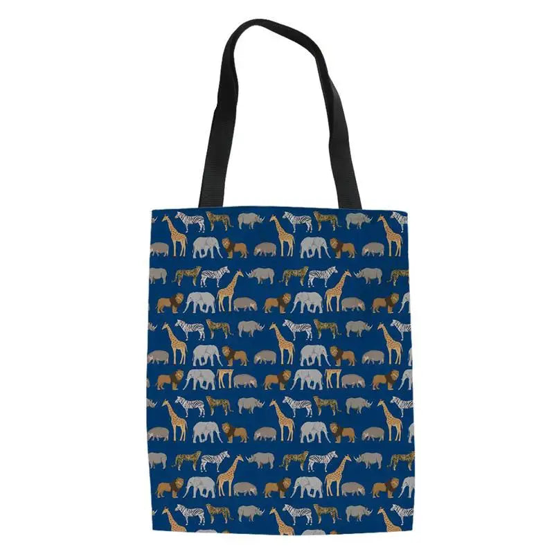 Tropical Animal Print Shopping Bag Large Capacity Reusable