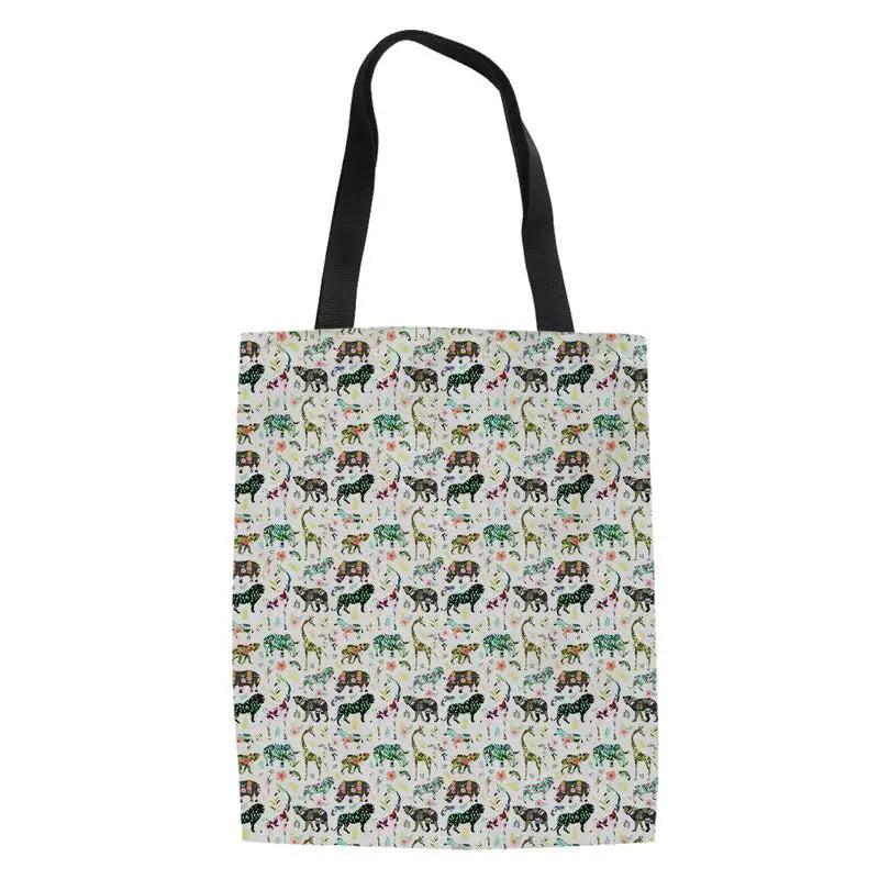 Tropical Animal Print Shopping Bag Large Capacity Reusable