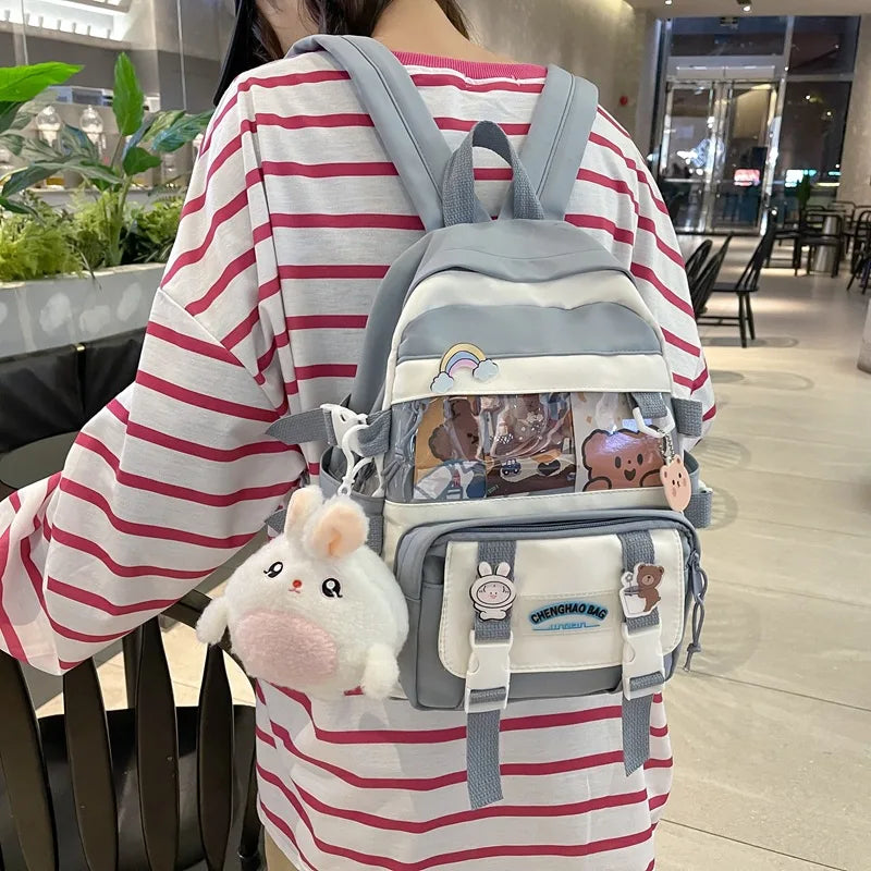 Women School Backpack Nylon Bagpack Anti Theft Rucksack