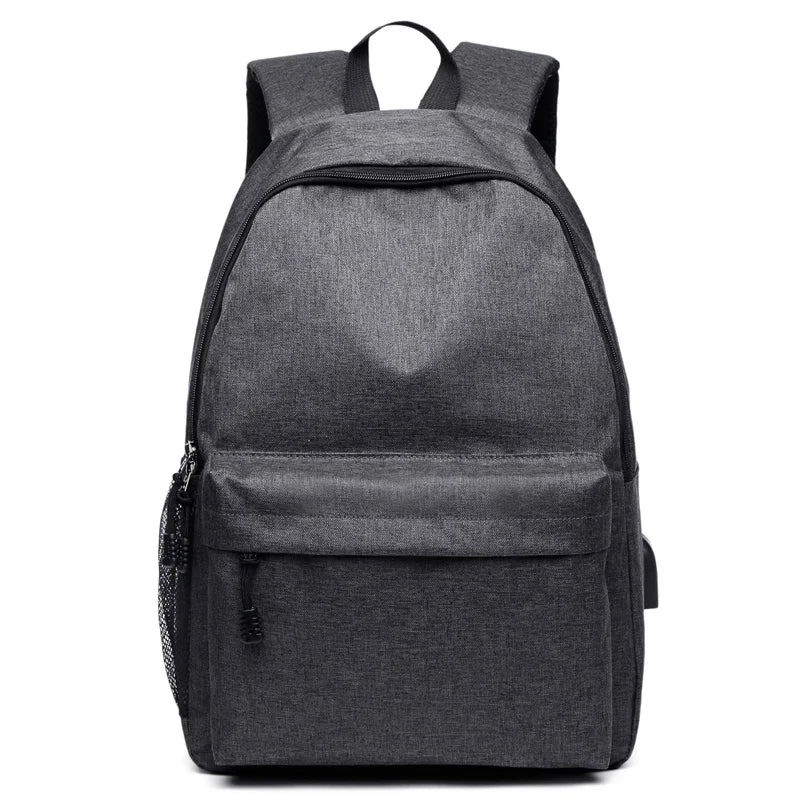 Canvas School Backpack USB Charging Large Capacity Travel Backpack
