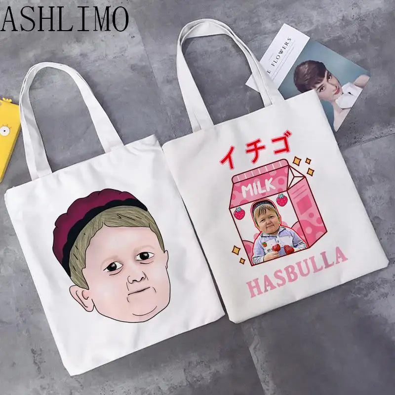 Hasbulla King Harajuku Canvas Shopper Bag Large Shoulder Tote Handbag