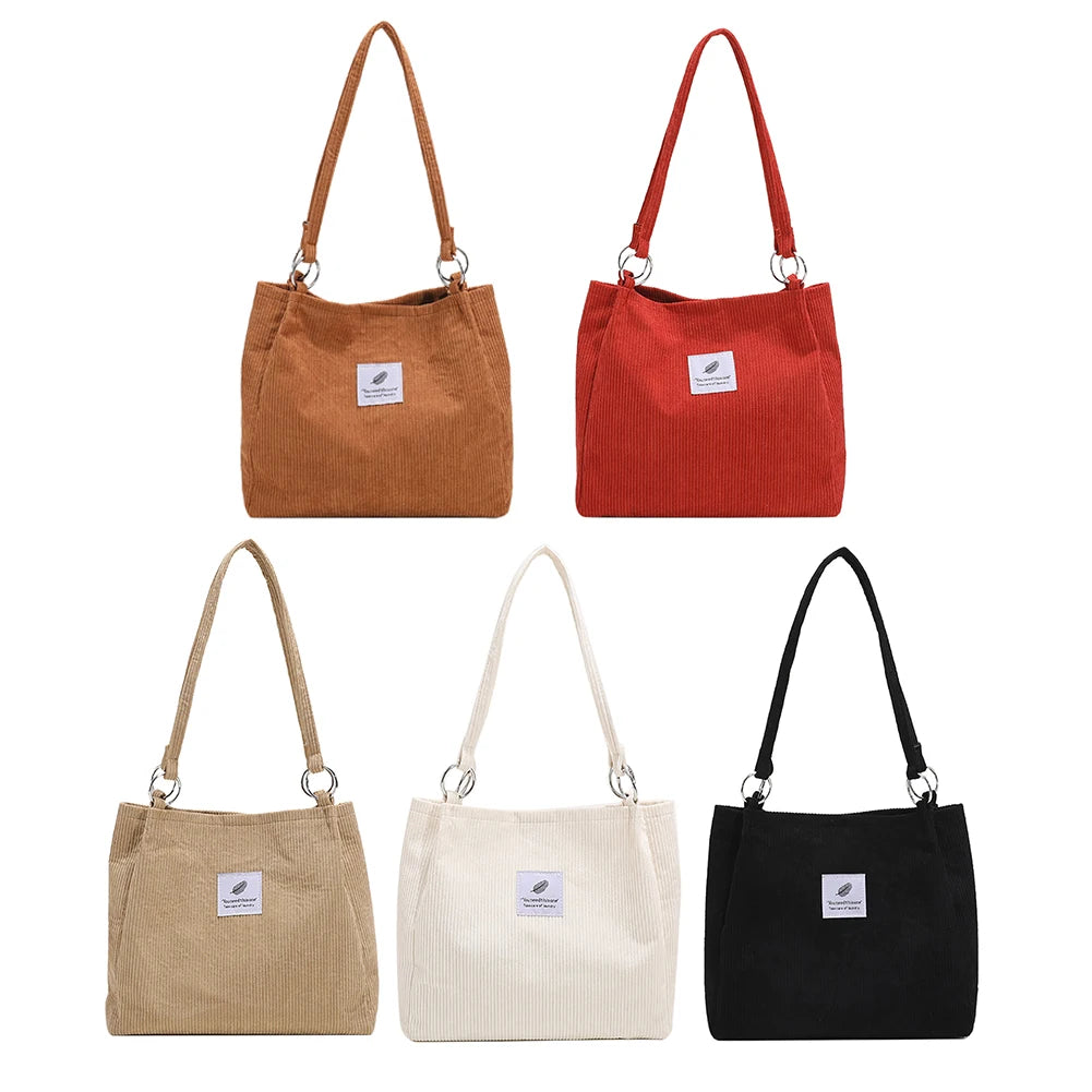 Women Shoulder Bag Stylish Handbag Totes High Capacity Corduroy B