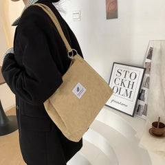 Women Shoulder Bag Stylish Handbag Totes High Capacity Corduroy B