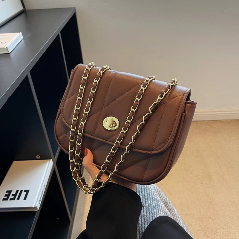 Women Shoulder Bags Chains Purses Soft PU Leather Crossbody Bag Sac A Main