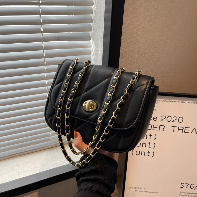 Women Shoulder Bags Chains Purses Soft PU Leather Crossbody Bag Sac A Main