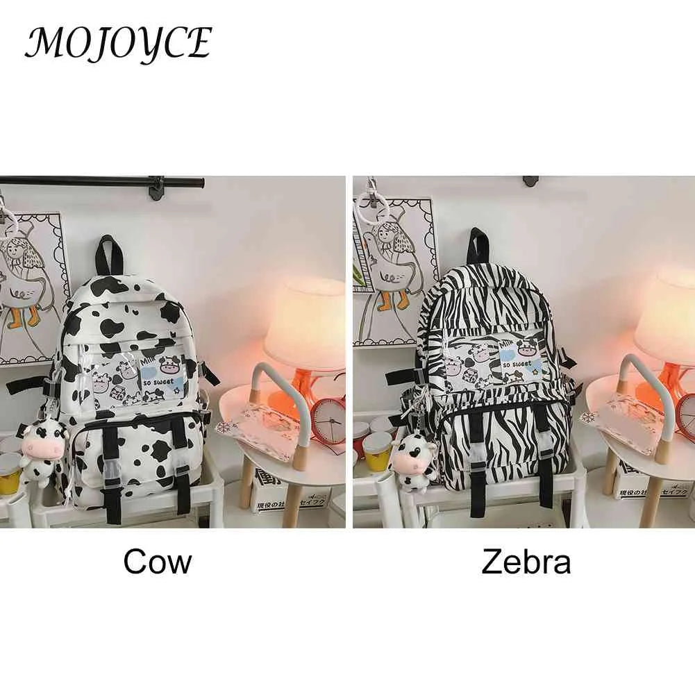 Women Shoulder Backpack Cow Printing Funny Laptop Backpack Large Capacity