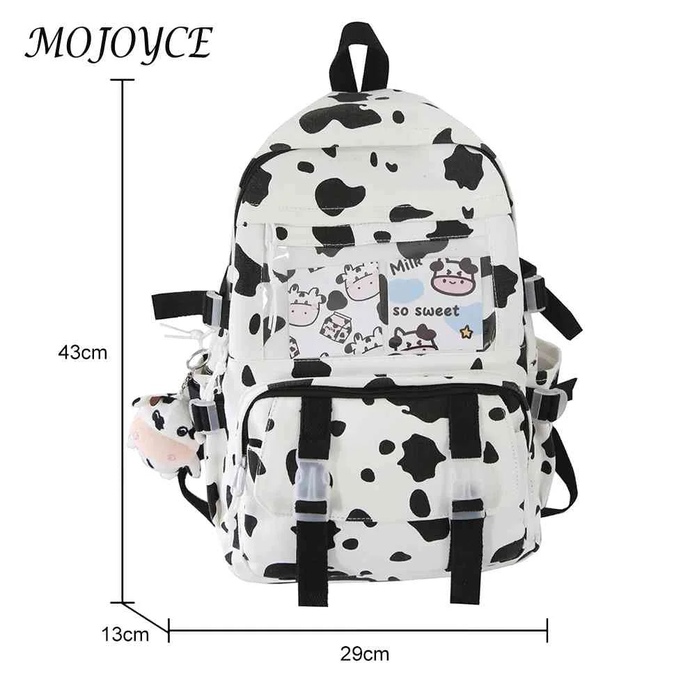 Women Shoulder Backpack Cow Printing Funny Laptop Backpack Large Capacity