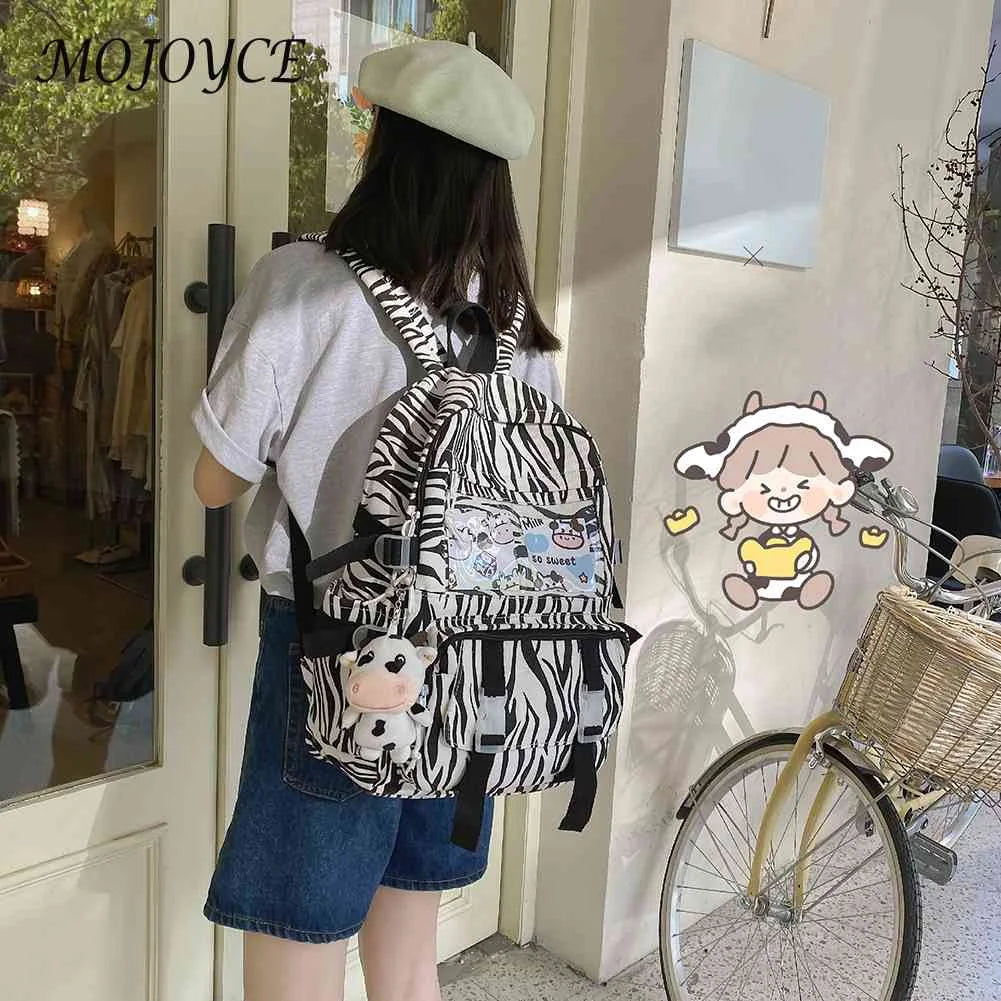 Women Shoulder Backpack Cow Printing Funny Laptop Backpack Large Capacity