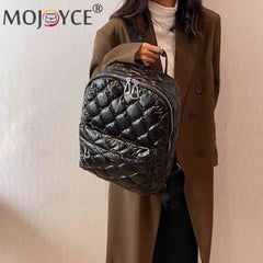 Quilted Rhombus Pattern Backpack Shoulder Bag for Women