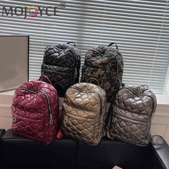Quilted Rhombus Pattern Backpack Shoulder Bag for Women