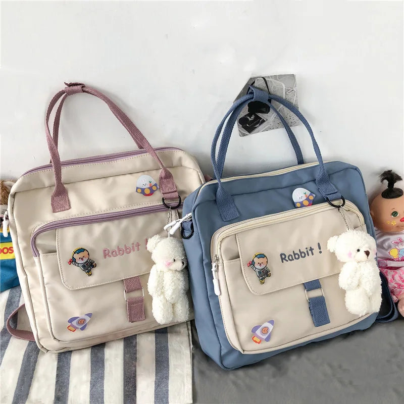 Women Shoulder Bag Nylon Tote Bag Embroidered Letter Student Han