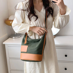 Patchwork Tote Shoulder Bag Lightweight Canvas Shopping Handbag