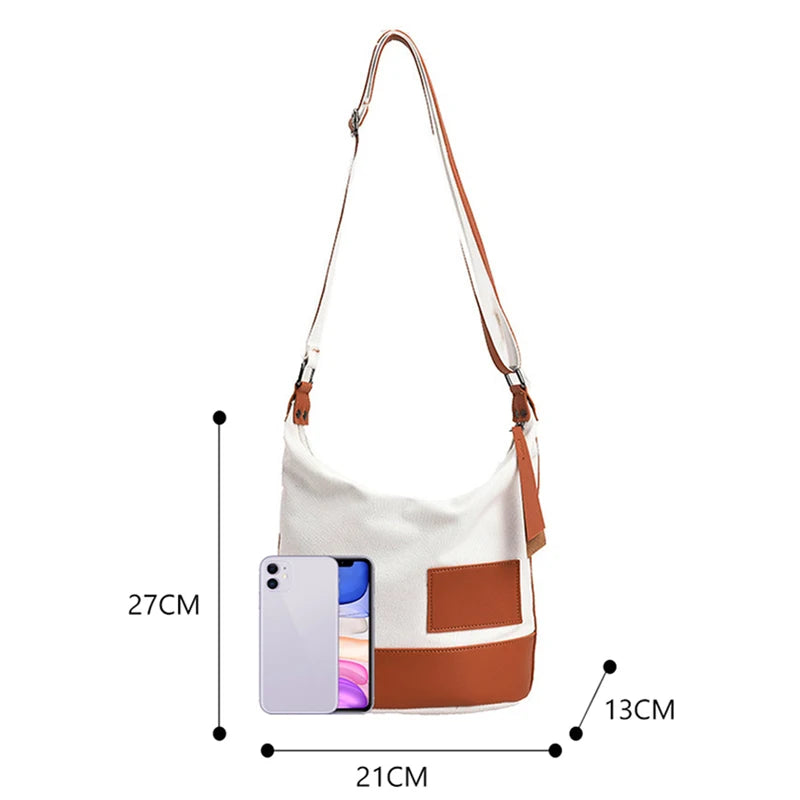 Patchwork Tote Shoulder Bag Lightweight Canvas Shopping Handbag