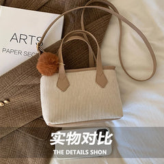 Corduroy Mini Shoulder Bag Girl Shopper Handbag Autumn Winter Crossbody