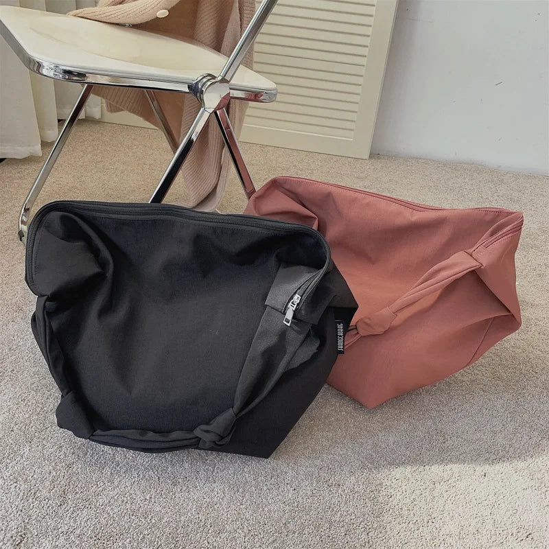 Casual Canvas Shoulder Bag with Tied Knot Strap for Women