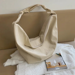 Casual Canvas Shoulder Bag with Tied Knot Strap for Women