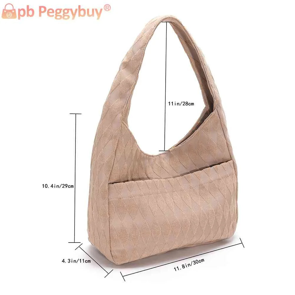Casual Rhombus Underarm Bag Solid Soft Cloth Large Capacity