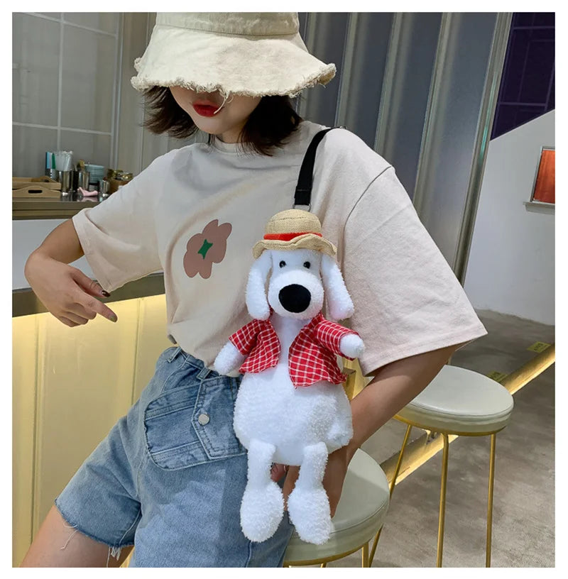 Animal Plush Shoulder Bag Soft Purse Duck Dog Messenger Bag