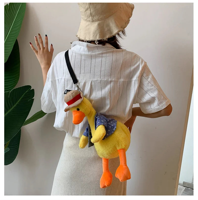 Animal Plush Shoulder Bag Soft Purse Duck Dog Messenger Bag