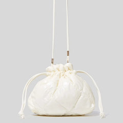 Women Shoulder Bag Diamond Lattice Fabric Small String Closure