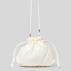 Women Shoulder Bag Diamond Lattice Fabric Small String Closure