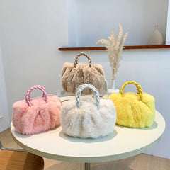 Fluffy Shoulder Handbags Solid Color Crossbody Bag