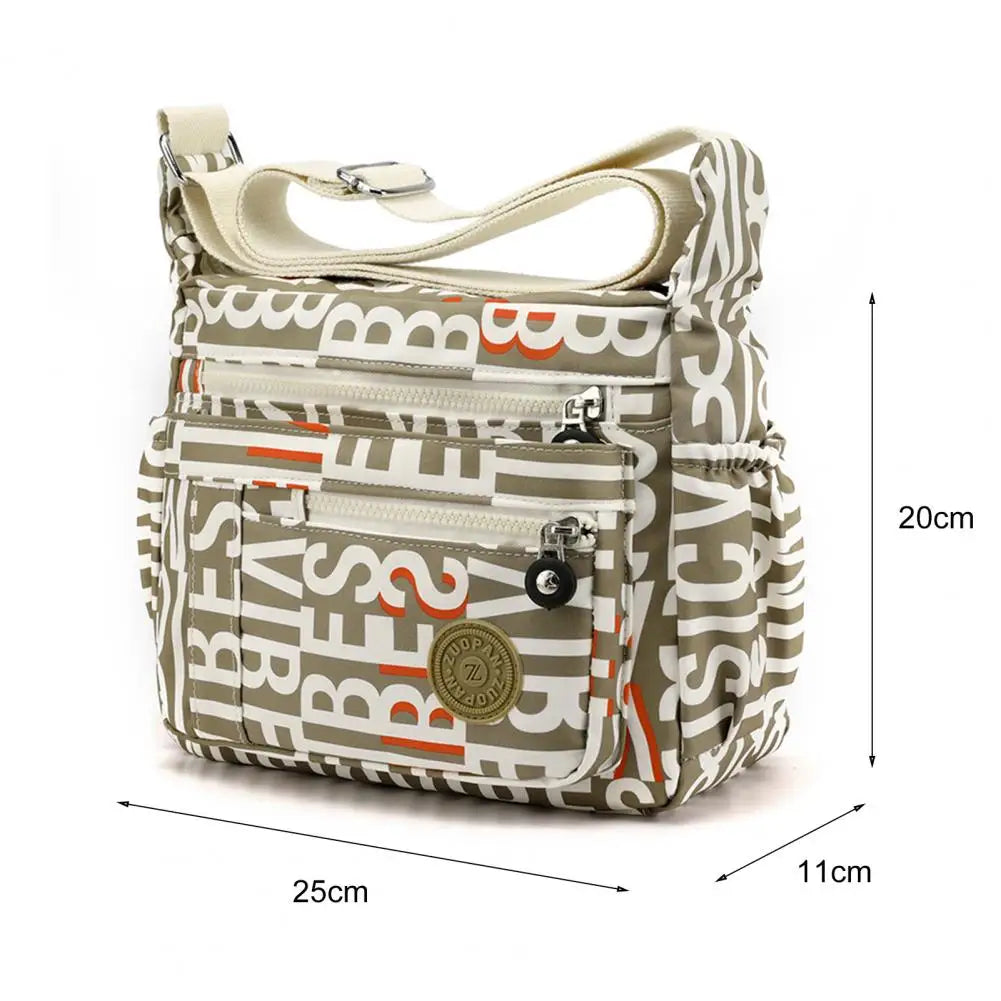 Women Shoulder Bag Print Pockets Diaper Bag Large Capacity Adjustable Strap
