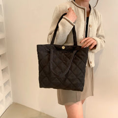 Quilted Shoulder Bag Winter Handbag Tote Large Capacity Shopping Purse