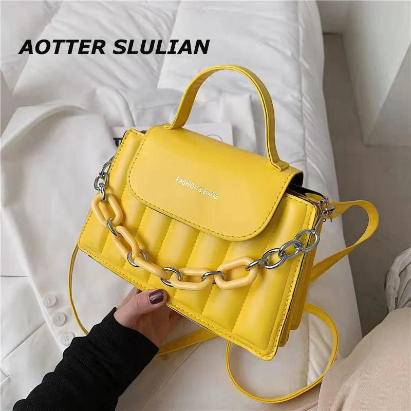Women Shoulder Bag Handbags Ins Style Red Leather Small Crossbody Bags