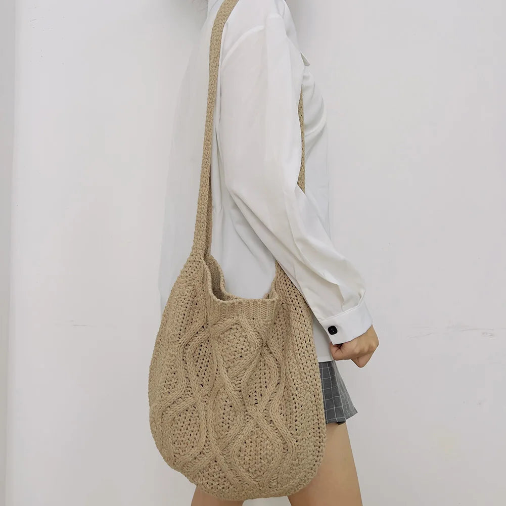 Knitted Women Shoulder Bag for Winter Autumn Shopping