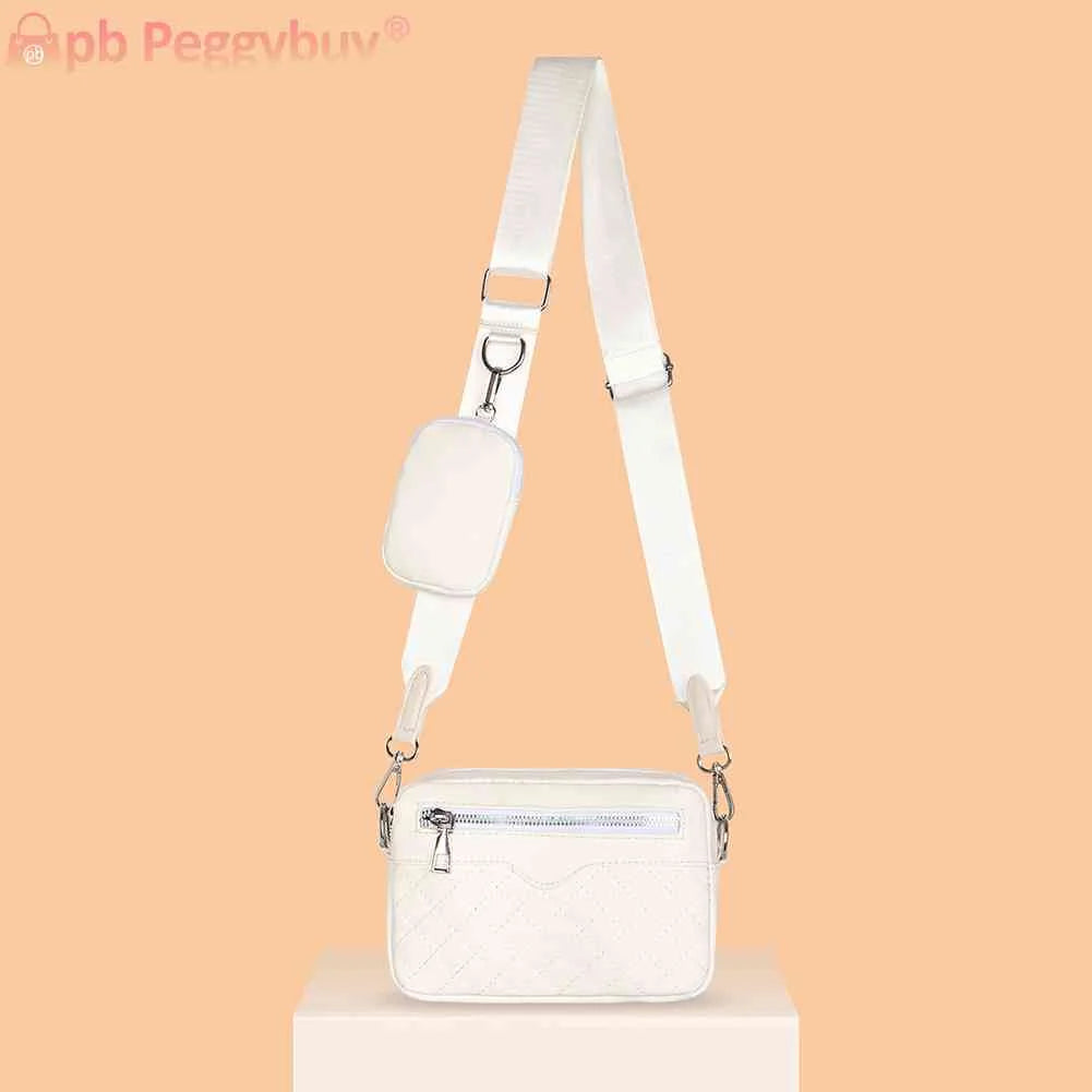 Leather Shoulder Tote Bag Rhombus Pattern Zipper with Small Purse