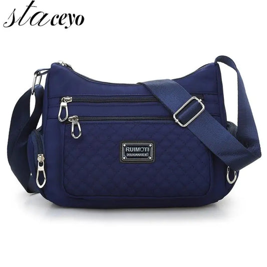 Women Shoulder Bag Nylon Crossbody Bags Female Waterproof Plaid Messenger Bag