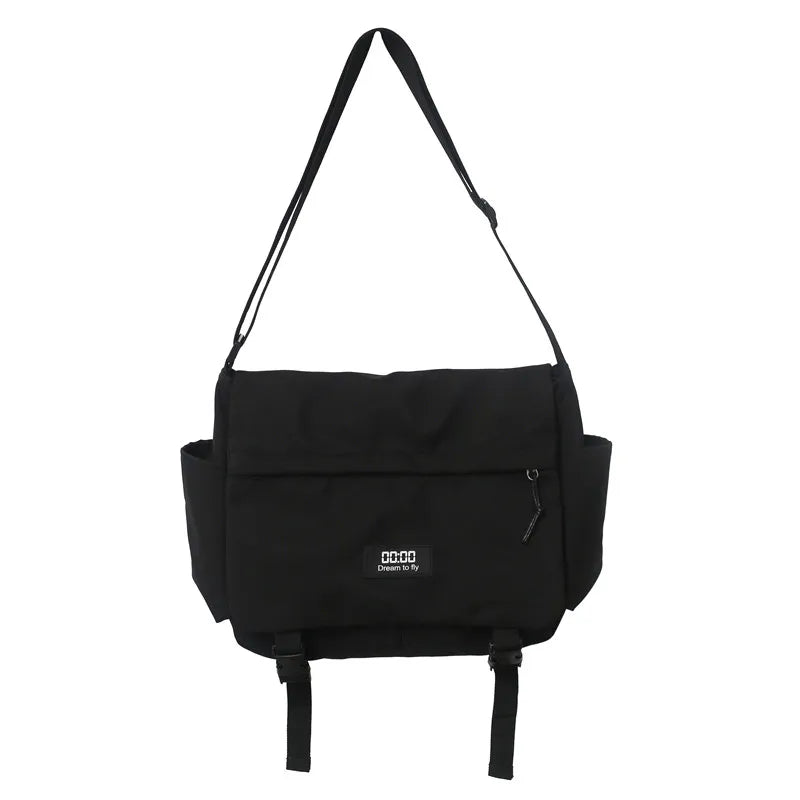 Women Shoulder Bag Nylon Messenger Bag Large Capacity Canva Solid Handbag