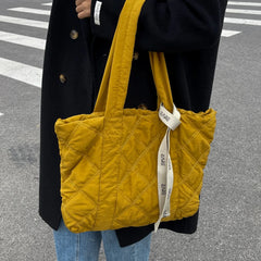 Women Shoulder Bag Nylon Solid Checkered Pattern Underarm Bags Handbags