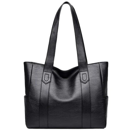 Solid PU Leather Women Shoulder Bag Zipper Handbag