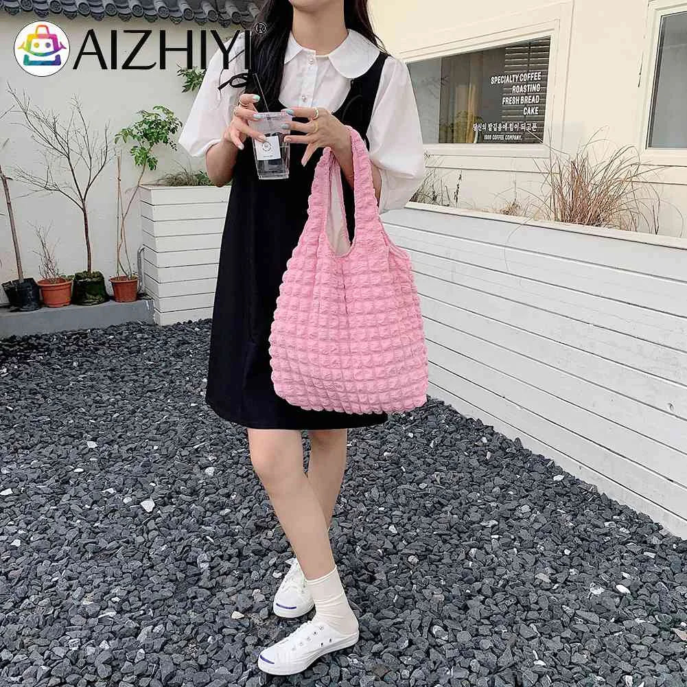 Pleated Shoulder Handbag Large Capacity Clutch Bubble Soft for Travel