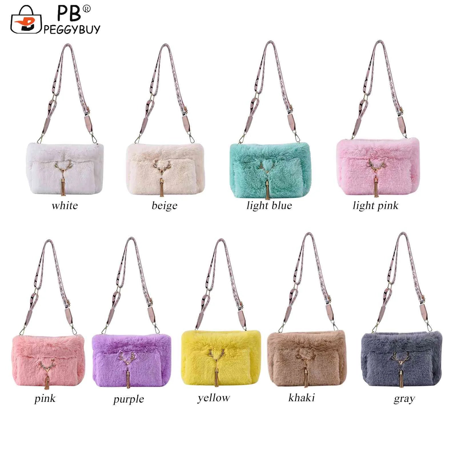 Plush Women Shoulder Bag - Solid Handbag