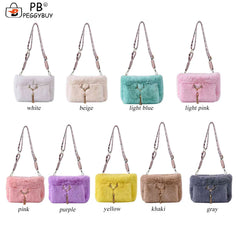 Plush Women Shoulder Bag - Solid Handbag