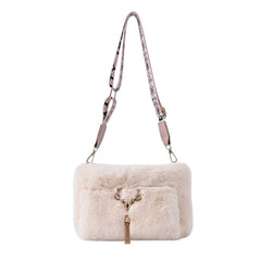 Plush Women Shoulder Bag - Solid Handbag