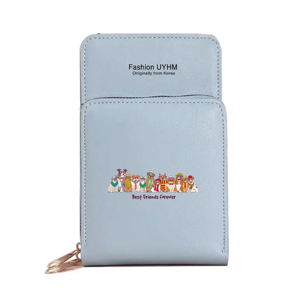 Women Shoulder Bag Pu Leather Wallet Card Pack Touch Screen Mobile Phone Bags
