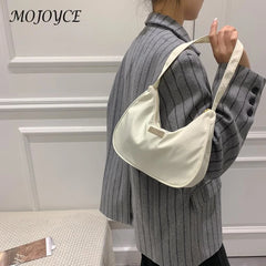 Retro Solid Shoulder Bag Zipper Messenger All-Match Phone Crescent Bags